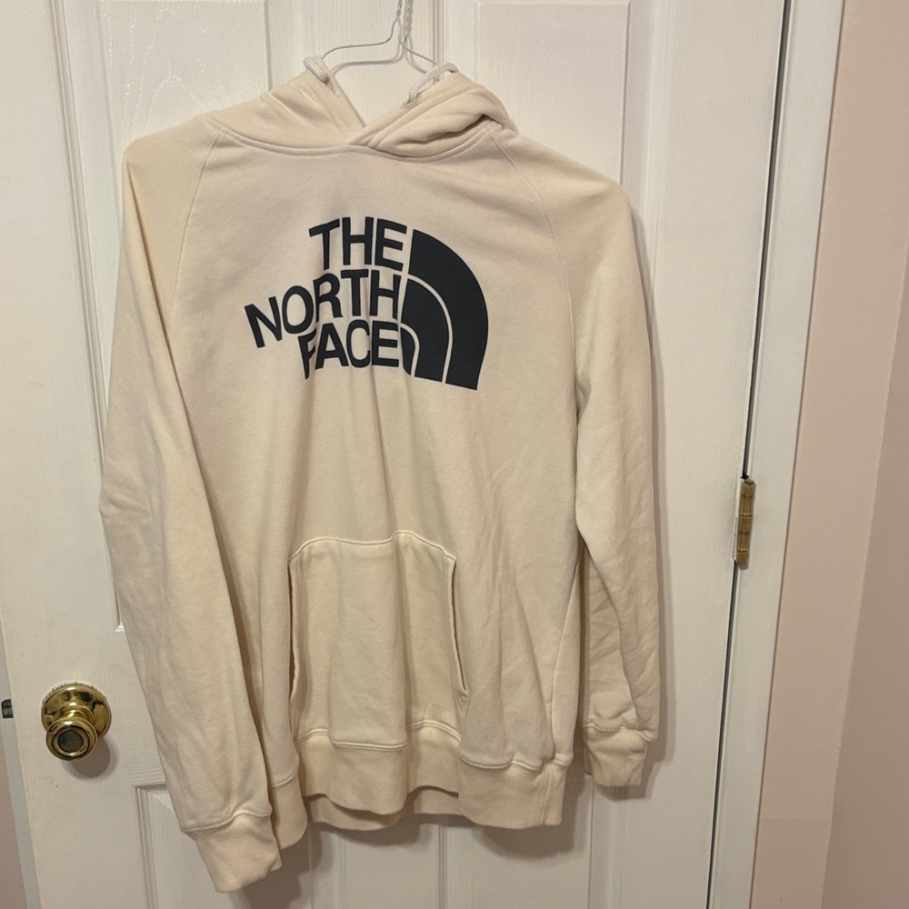 The North Face Cream Hoodie with Black Logo
